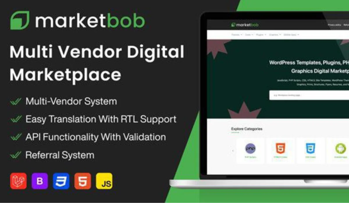 Marketbob – Multi-Vendor Digital Marketplace PHP Script | Sell Digital Products Source Code